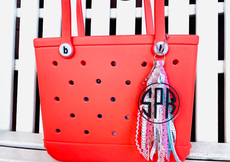 Bag Tassel with Clip Attachment, Bag Charm, Beach Bag Monogram, Custom Bag Monogram, Backpack Tag image 4
