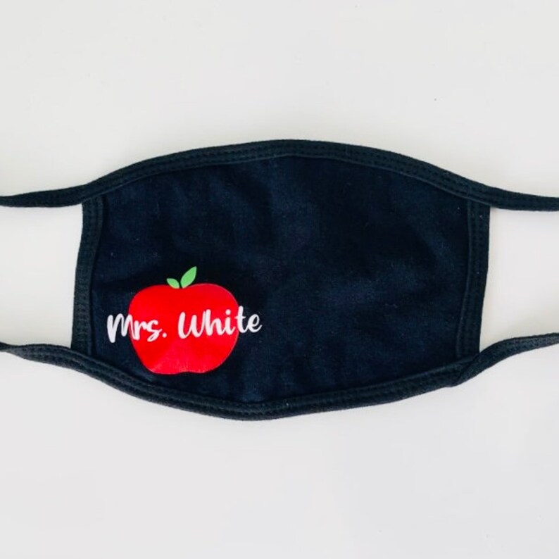 Personalized Teacher Apple Face Mask, Custom Teacher face mask, Teacher Appreciation, Back to School Teacher Mask, Teacher Christmas Gift image 1