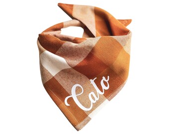 Fall Dog Bandana, Personalized Dog Bandana, Plaid Dog Bandana, Custom Dog Bandana, Pet Bandana, Flannel Dog Bandana, Dog Scarf