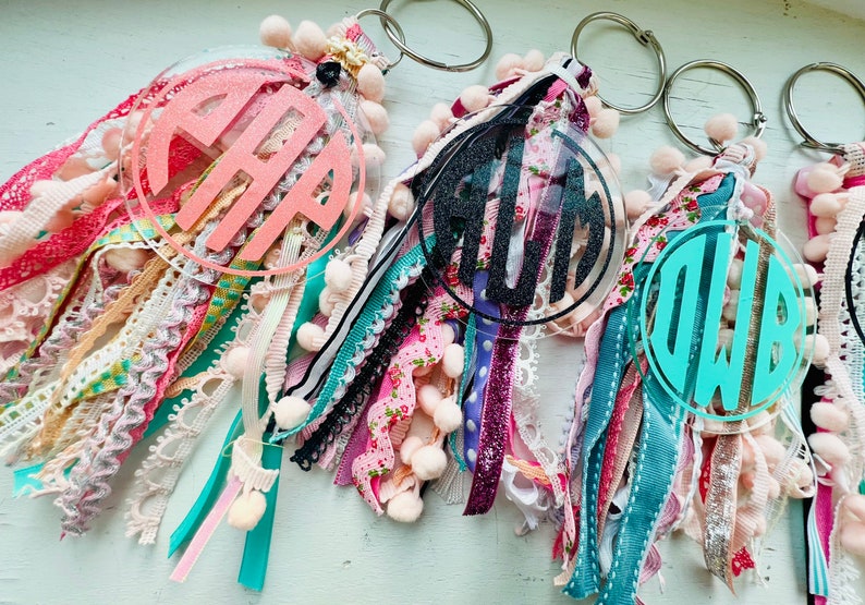 Bag Tassel with Clip Attachment, Bag Charm, Beach Bag Monogram, Custom Bag Monogram, Backpack Tag image 6