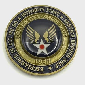 Air Force Airman Award Aim High ... Fly Fight Win Military Challenge Coin