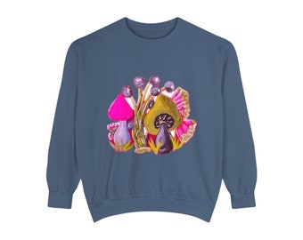 Unisex Garment-Dyed Sweatshirt Elephant with Flowers