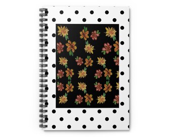 Spiral Notebook - Ruled Line Florals and Polka Dots Journal