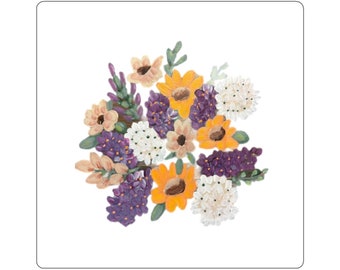 Kiss-Cut Stickers Floral Bouquet Purple