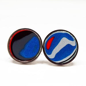 Fordite Cufflinks - 18mm x 2mm Thick - Silver Coated Titanium          (326)