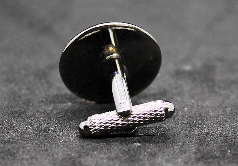 Fordite Cuff Links Gun Metal Base 18mm Round Priced Per Pair 18AC1-016