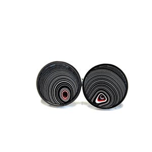 Fordite Cufflinks - 18mm x 2mm Thick - Silver Coated Titanium          (407)