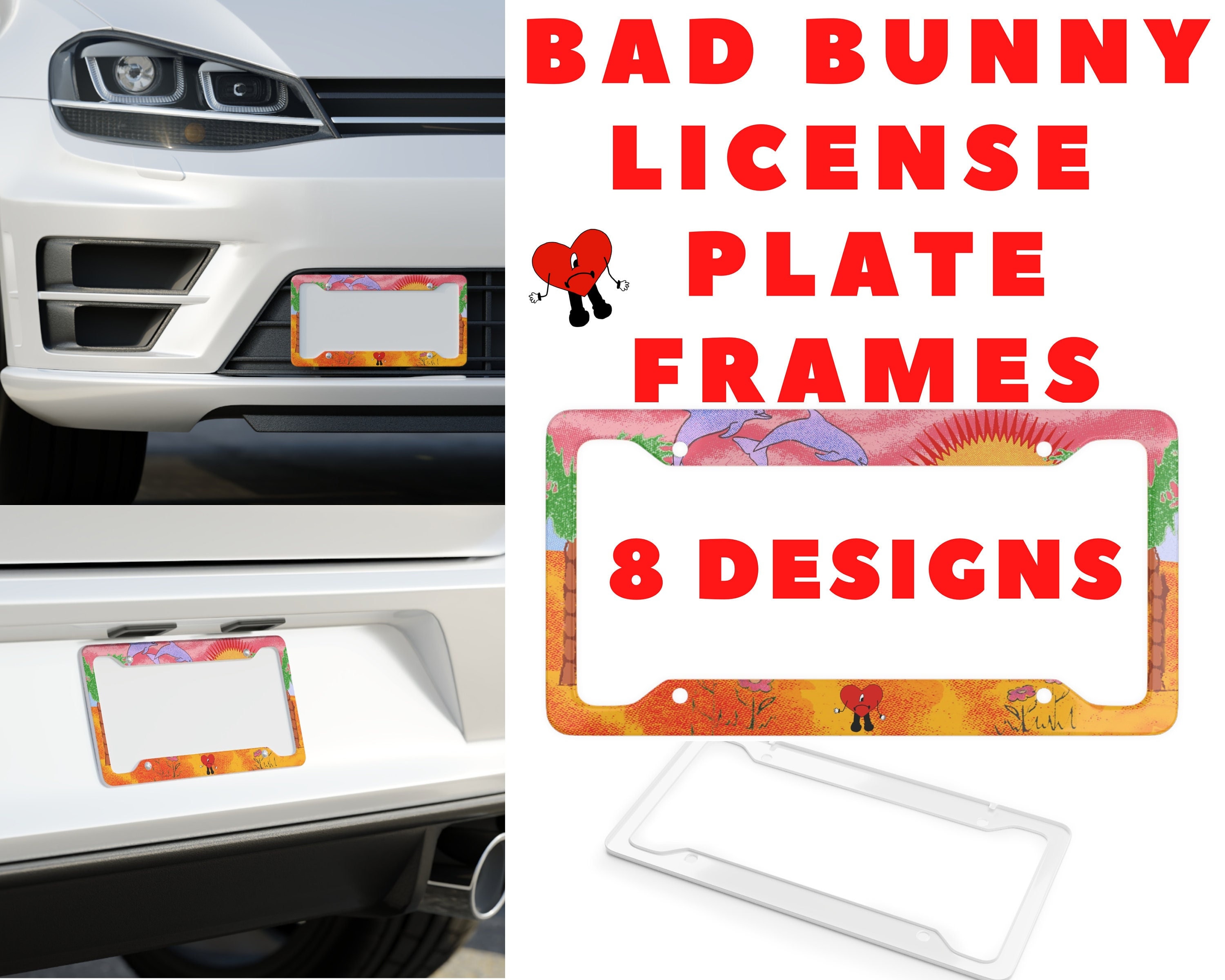 Bad Bunny License Plate Frame, BB License Plates, Bad Bunny Car Accessories, Bad Bunny Car Accessory, Un Verano Sin Ti Frame