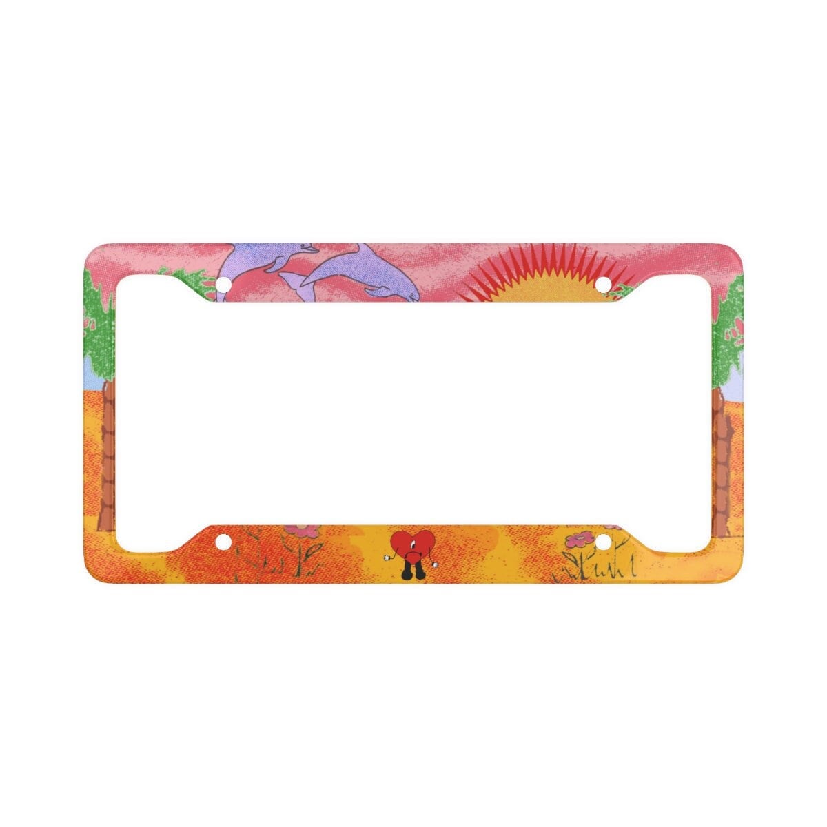 Bad Bunny License Plate Frame, Bad Bunny Heart License Plate Frame, Un Verano Sin Ti License Plate Frame, Bad Bunny Car Accessories