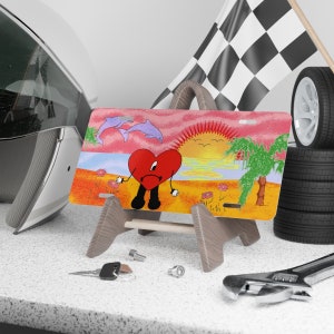 Bad Bunny License Plate, Bad Bunny Heart License Plate, Un Verano Sin Ti  License Plate, , Bad Bunny Car Accessories, Vanity License Plate