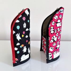 Handmade Japanese cotton stand up zip pouch pen case crochet hook holder glasses case cable charger organiser