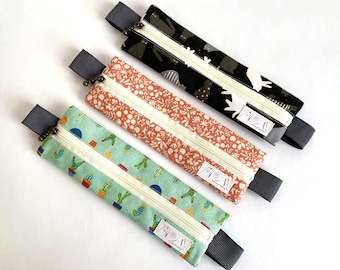 Japanese cotton book band pencil case planner journal pen holder apple pen iPad pen holder crochet hook case slim zipper pouch