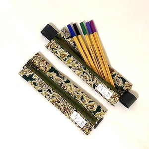 Japanese cotton book band pencil case planner journal pen holder apple pen iPad pen holder crochet hook case slim zip pouch stocking filler