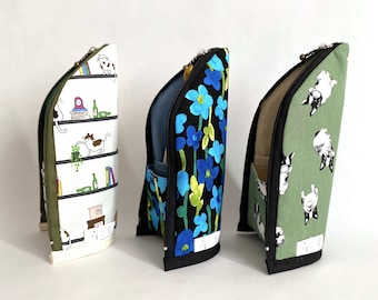 Handmade Japanese Cotton Stand Up Pouch: Pen, Glasses, Crochet Hook Case