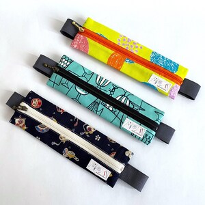Handmade Japanese cotton book band pencil case planner journal pen holder apple pen iPad pen holder crochet hook case slim zipper pouch