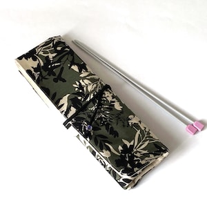Made-to-order Japanese Cotton 25cm/10-inch Knitting Needle & Crochet Hook  Roll-Up Case