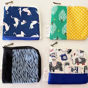 Patchwork Japanese Cotton Pouch: L-Shape Zip Cosmetic Bag