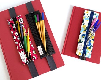 Japanese cotton book band pencil case planner journal pen holder apple pen iPad pen holder crochet hook case slim zipper pouch