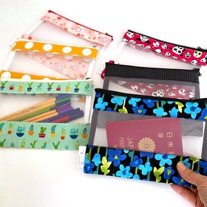 Mesh transparent zip pouch travel washbag cosmetic toiletry makeup bag pencil case knitting sewing notions holder crochet hook case passport