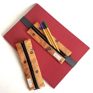 Japanese cotton book band pencil case planner journal pen holder apple pen iPad pen holder crochet hook case slim zip pouch stocking filler