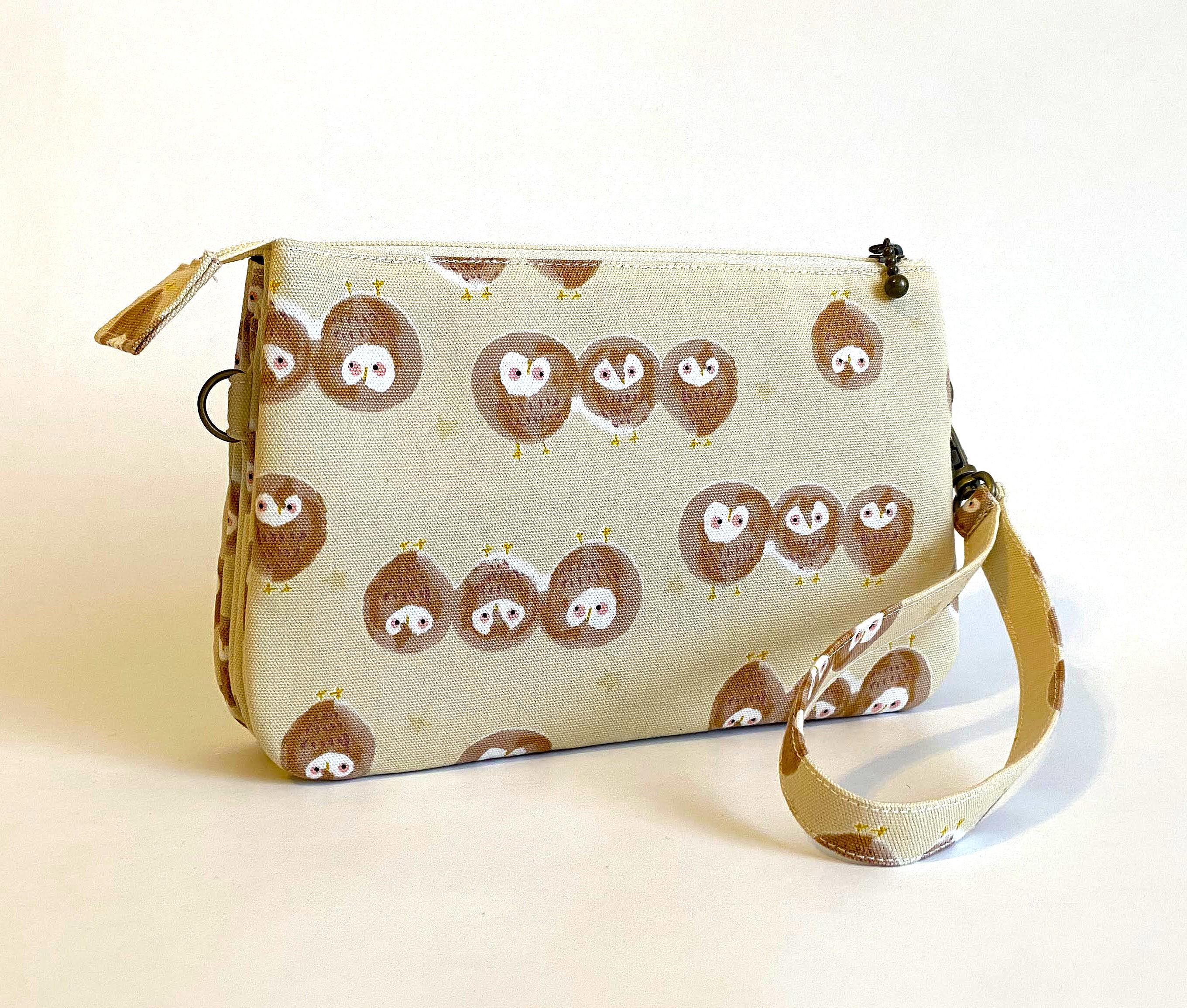 Japanese cotton Wristlet double zip pouch clutch purse wallet ID cards phone case cosmetic makeup ba