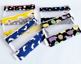Mesh Zipper Pouch, Japanese Cotton Travel Organizer