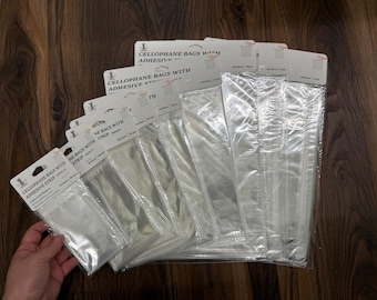 Cellophane Bags with Adhesive Strip: Various Sizes