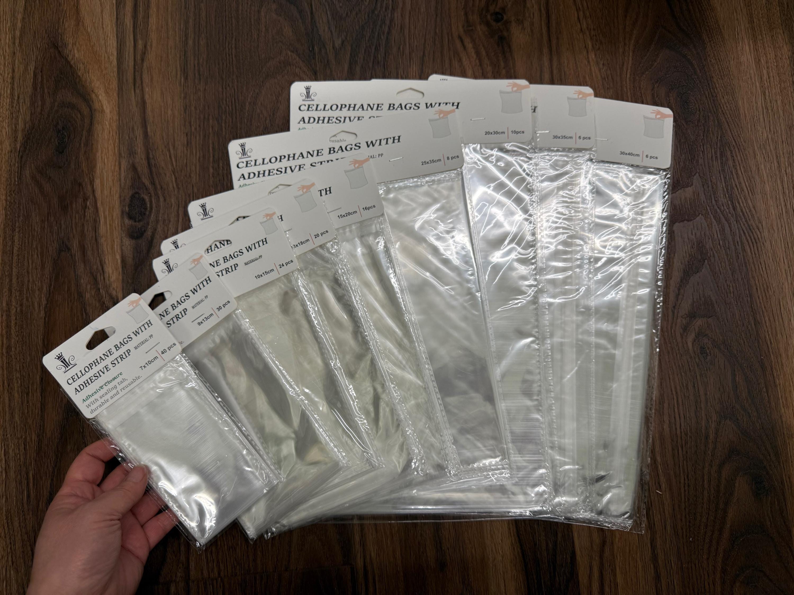 Cellophane Bags With Adhesive Strip: Various Sizes