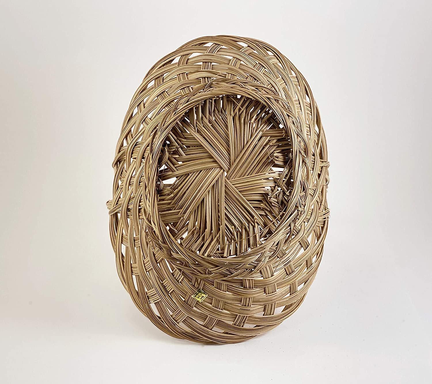 Handwoven Coco Midrib Oval Basket With Handle, Rustic Farmhouse Storage ...