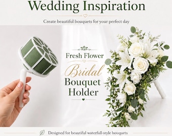 Bridal Bouquet Holder with Floral Foam | Wedding Bouquet Handle for Fresh Flowers | DIY Bride Bouquet Base | Florist Flower Arrangement Supp