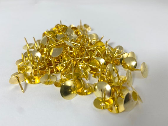 100 Count Gold Thumb Tacks Brass Plated Rust Resistant