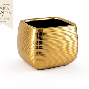 Gold Ceramic Vase & Planter | Decorative Indoor Plant Pot | Watertight Ceramic Pot | Succulent Holder | Wedding Centerpiece | Set of 1, 2,4