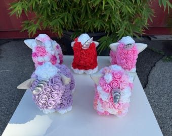 Foam Rose Unicorn Handcrafted Floral Decor with optional Display Box