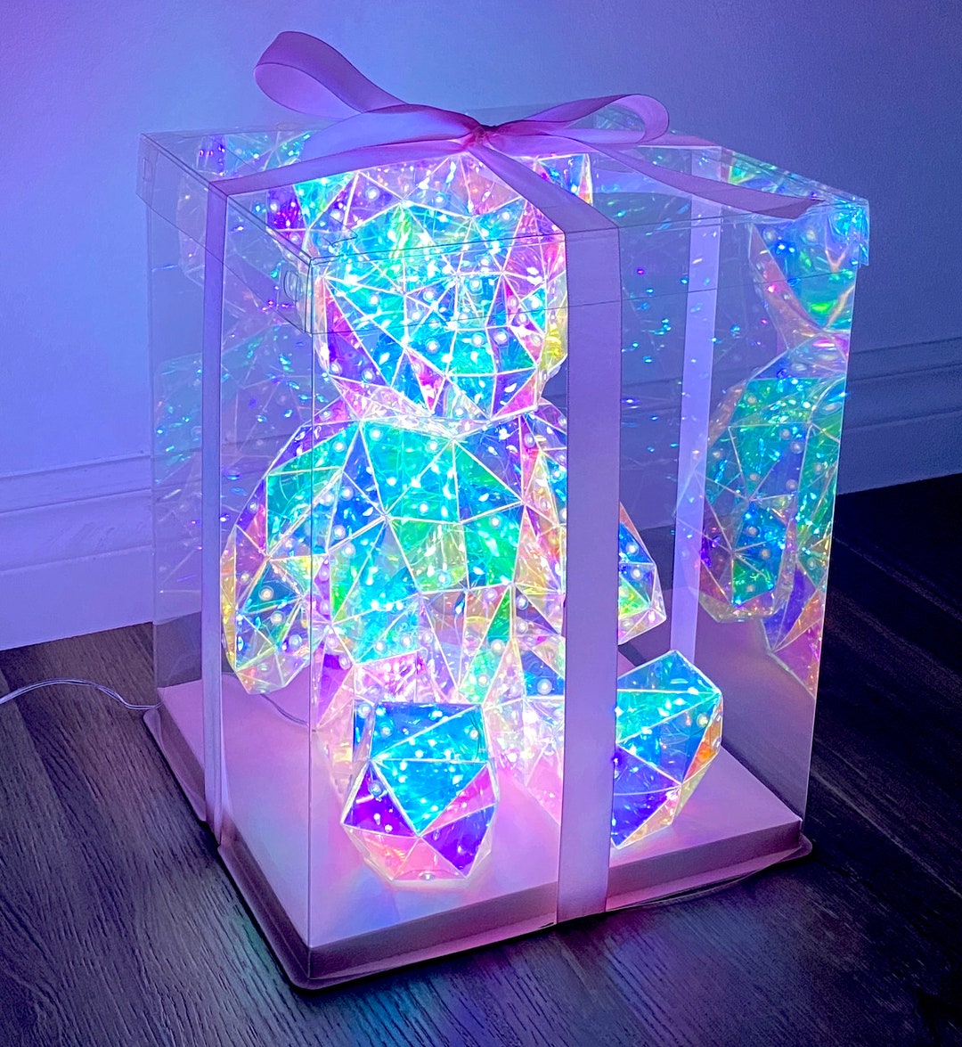 LED Light up Bear Holographic Iridescent Lights Holiday Gift - Etsy