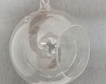 7" Clear Glass Plant Terrarium: Hanging Round Ball with Flat Base