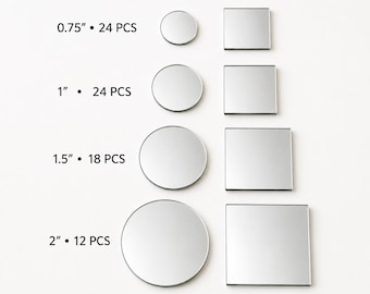 Kleine knutselspiegels, rond of vierkant, glazen mozaïekspiegeltegels, 1,9-5 cm, doe-het-zelf kunst en bruiloftsdecoratie