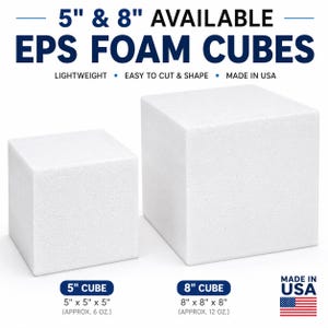 EPS Foam Blocks, 5" or 8", Lightweight Craft Foam, Made in USA
