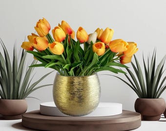 Gold Ceramic Planter Pot Set: CalCastle Indoor/Outdoor Succulent Planters (6.5"Lx5.5"H)