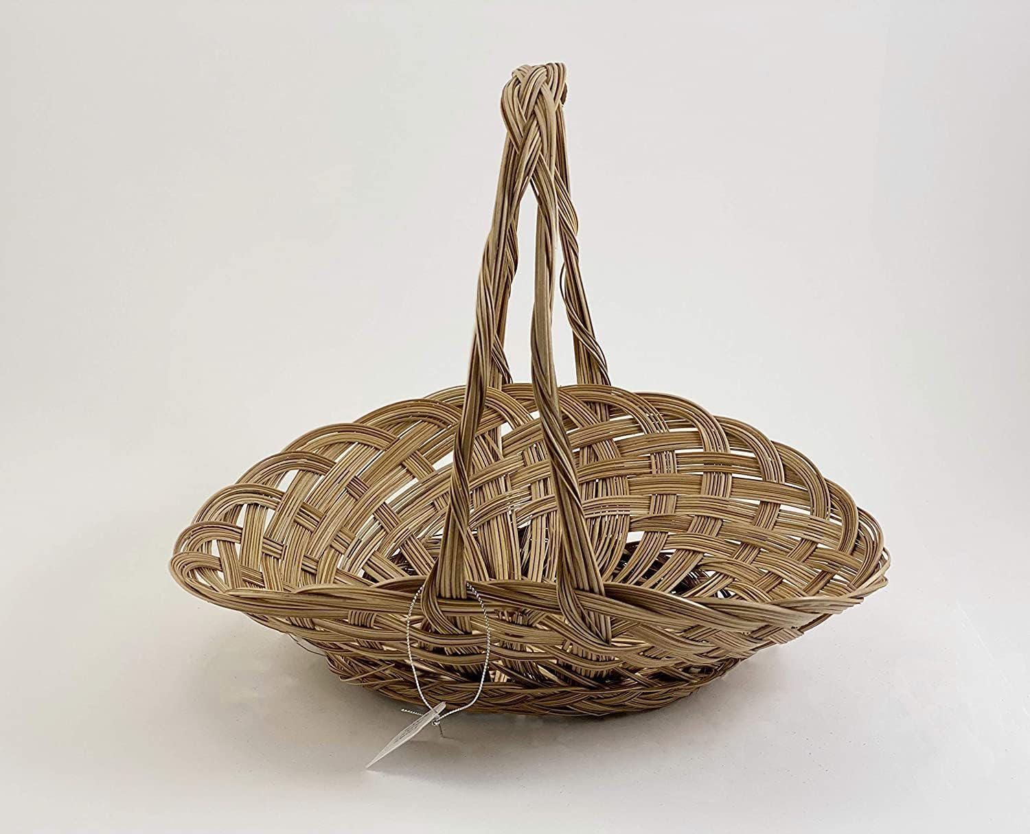 Handwoven Coco Midrib Oval Basket With Handle, Rustic Farmhouse Storage ...