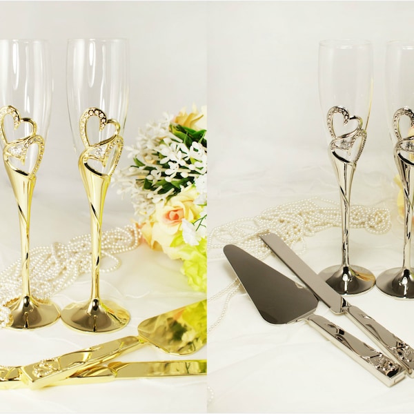 Wedding Flutes & Serving Set-Silver-182