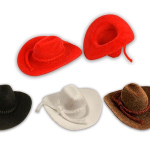 12 mini cappelli da cowboy da sposa western, decorazioni da 2", 3", 4" disponibili in marrone, nero, bianco, rosso