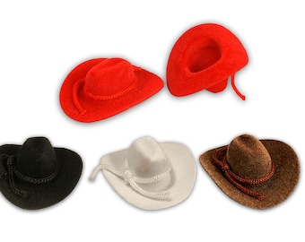 12pcs Mini Cowboy Hat Western Wedding Favors Decoration 2&quot;, 3&quot;, 4&quot; available in Brown, Black, White, Red