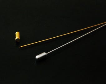 Alfileres de sombrero con tope de 5"/6" para bisutería, manualidades, 12 unidades/paquete (dorado/plateado)