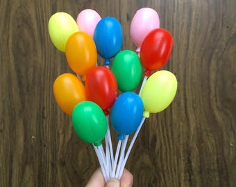 Multi Color Balloon Cake Topper Picks: Birthday Party Decoration