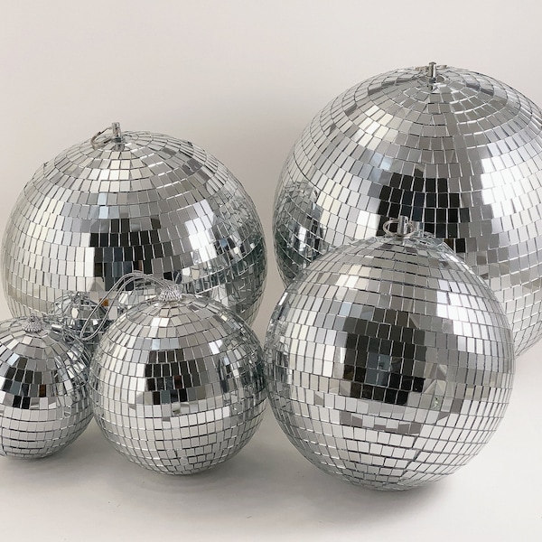 1PC Disco Mirror Light Ball 4", 5", 6", 8", 10", 12", 16", 20" & 2-3/8" Mini Balls (6 pcs per unit ) w/Hanging Ring / String Multiple Sizes