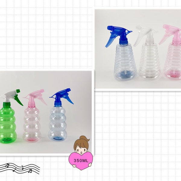 Plastic Empty Spray Bottles(3 pack)–350 ml / 300 ml with Mist and Stream Mode for disinfect cleaning solution, refillable spray bottle