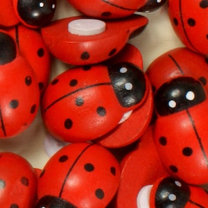 Coccinelle en bois à dos plat avec autocollant pour bouton d'ornement de scrapbooking, bricolage