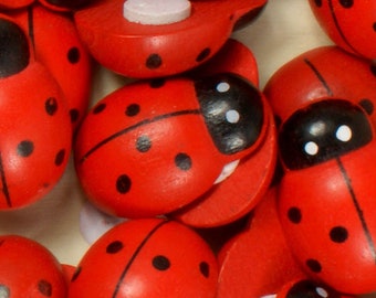 Lady Bug Wooden Flat back w sticker backing for Scrapbook Ornament Button DIY Crafts