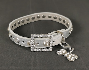9" - 13" Small Dog Cat Pet Collar Rhinestone Studded Diamonds Flashy Fashion
