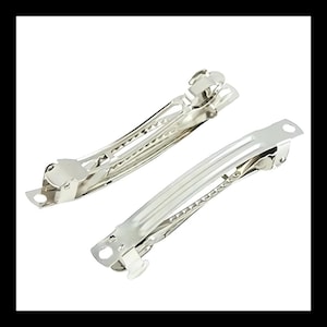 French Barrette Style Hair Clips Metal Silver DIY Craft Bow Prong to Decorate